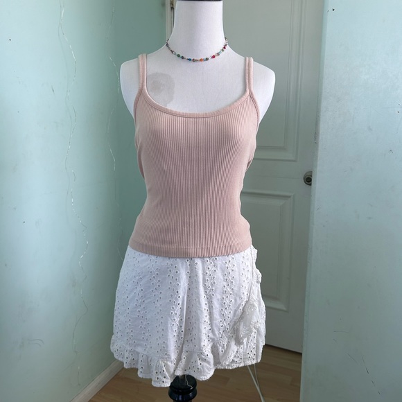 Zara Tan Knit Ribbed Racerback Tank Top - Picture 4 of 9